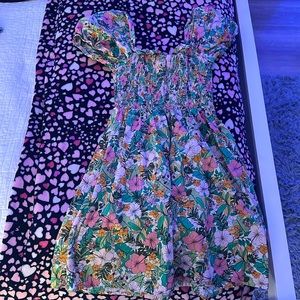 copper key floral dress